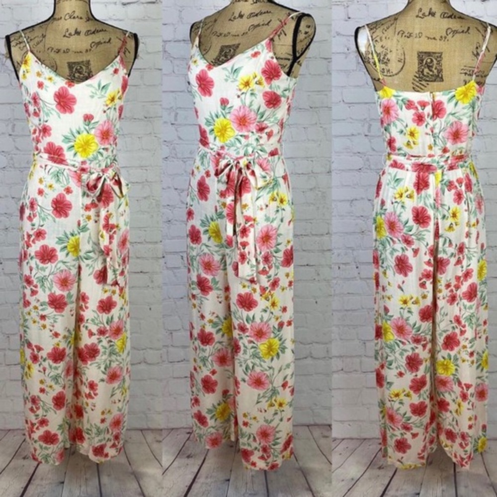 NWT GB Floral Print Matching Belt Jumpsuit